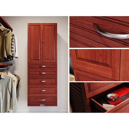 John Louis Home Solid Wood 16in. Deep 5 Drawer and Solid Wood Door Storage Tower Red Mahogany JLH-306WC-R-SD